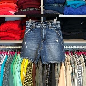 Fashion Nova blue distressed jean shorts size 5